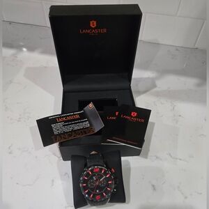 Lancaster Men's Black and Red Watch